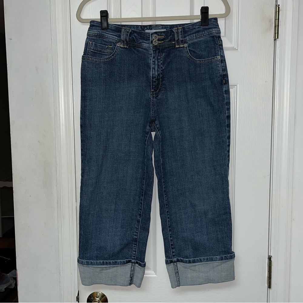 Chico’s Platinum Denim Cuffed Claire Crop Jeans